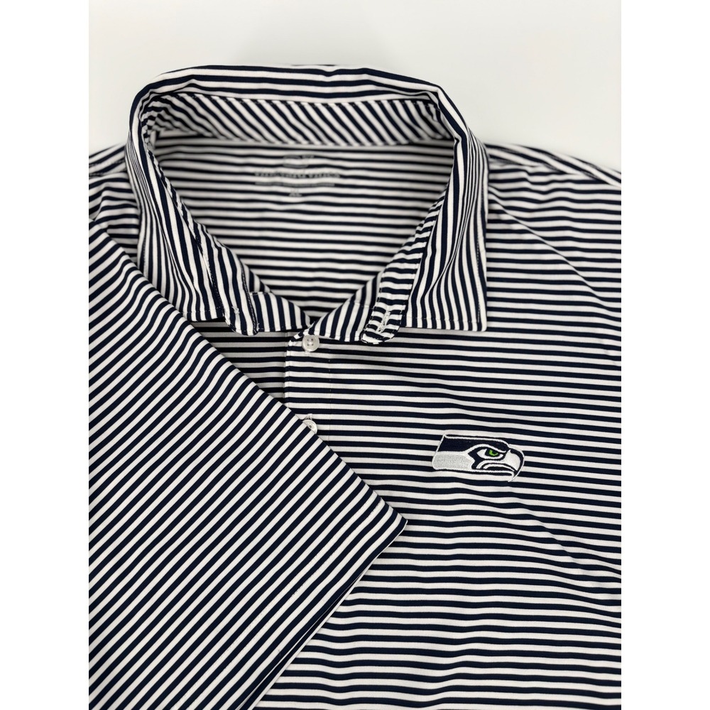 Vineyard Vines Seattle Seahawks Mens XL Polo Shirt Navy White Striped NFL Golf